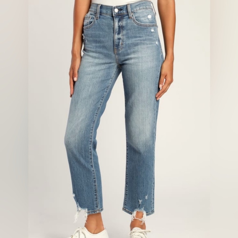 DAZE Straight Up High Rise Straight Ankle Cropped Jeans Size 26 New